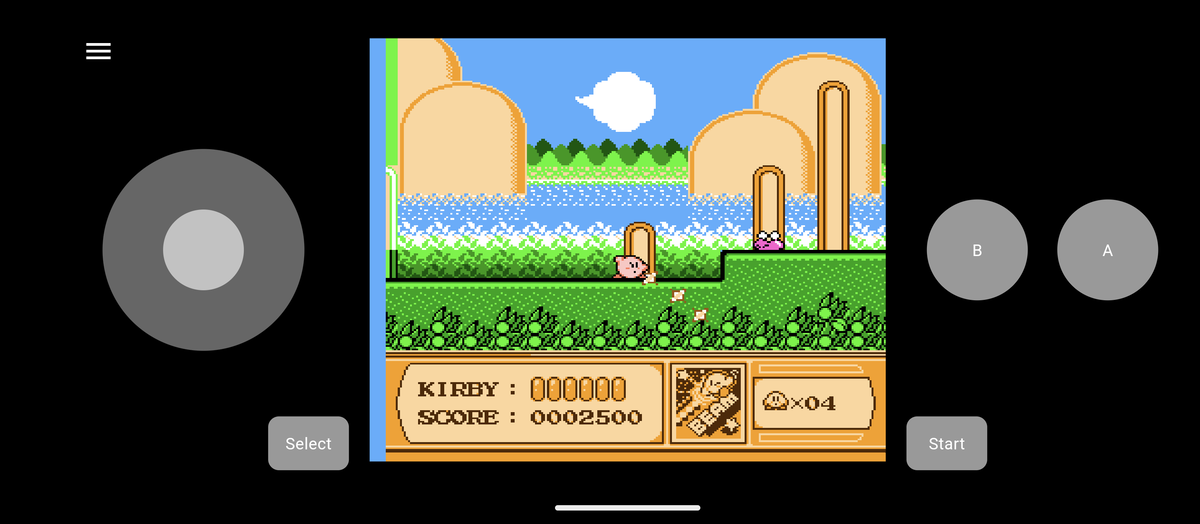 Kirby's Adventure on Android with touch controls