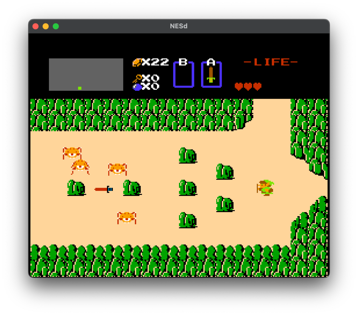 The Legend of Zelda running in NESd